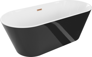 Mexen Flavia wanna wolnostojąca 150 x 75 cm, biała/czarna, przelew miedź szczotkowana - 54031507575-65