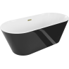 Mexen Flavia wanna wolnostojąca 160 x 75 cm, biała/czarna, przelew złoty - 54031608075-50