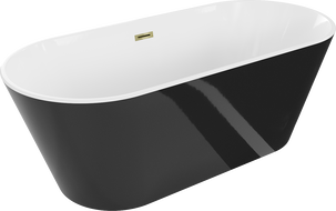 Mexen Flavia wanna wolnostojąca 160 x 75 cm, biała/czarna, przelew złoty - 54031608075-50