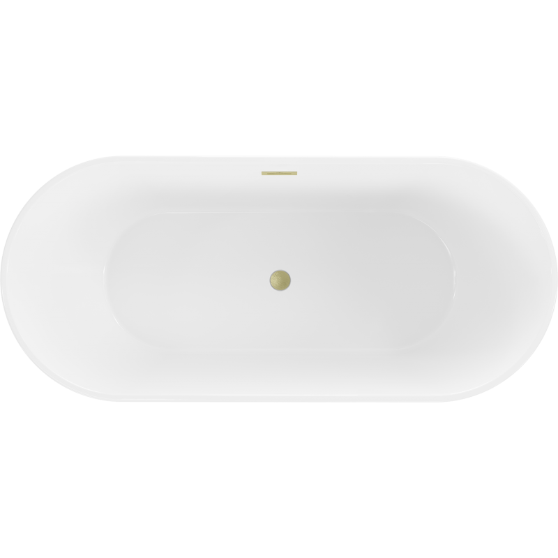 Mexen Flavia wanna wolnostojąca 160 x 75 cm, biała/czarna, przelew złoty szczotkowany - 54031608075-55