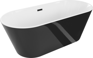 Mexen Flavia wanna wolnostojąca 160 x 75 cm, biała/czarna, przelew czarny - 54031608075-70