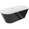 Mexen Flavia wanna wolnostojąca 170 x 75 cm, biała/czarna, przelew chrom - 54031708075-01