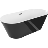 Mexen Flavia wanna wolnostojąca 170 x 75 cm, biała/czarna, przelew czarny - 54031708075-70
