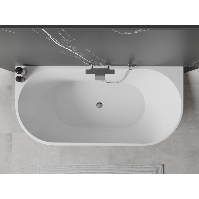 Mexen Oval wanna wolnostojąca przyścienna 140 x 75 cm, biała, przelew chrom - 52671407500-01