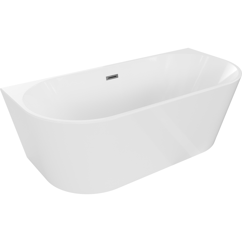 Mexen Oval wanna wolnostojąca przyścienna 140 x 75 cm, biała, przelew gun metal - 52671407500-95