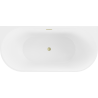 Mexen Oval wanna wolnostojąca przyścienna 150 x 75 cm, biała, przelew złoty szczotkowany - 52671507500-55