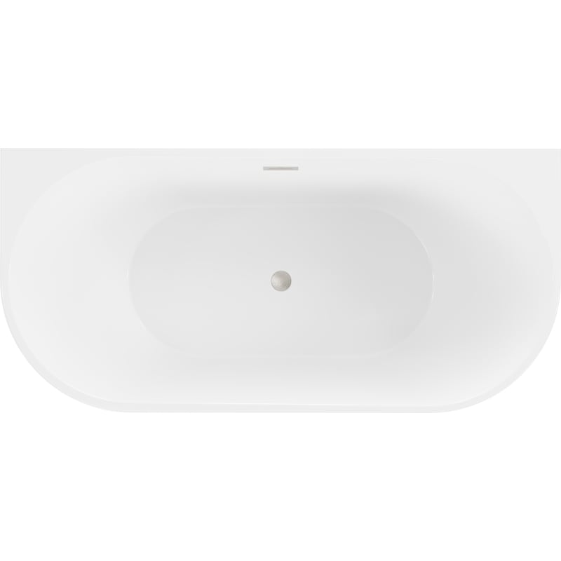 Mexen Oval wanna wolnostojąca przyścienna 150 x 75 cm, biała, przelew nikiel szczotkowany - 52671507500-97