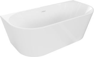 Mexen Oval wanna wolnostojąca przyścienna 180 x 80 cm, biała, przelew biały - 52671808000-20