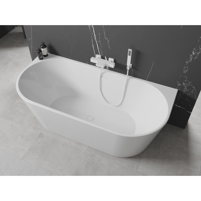 Mexen Oval wanna wolnostojąca przyścienna 180 x 80 cm, biała, przelew biały - 52671808000-20