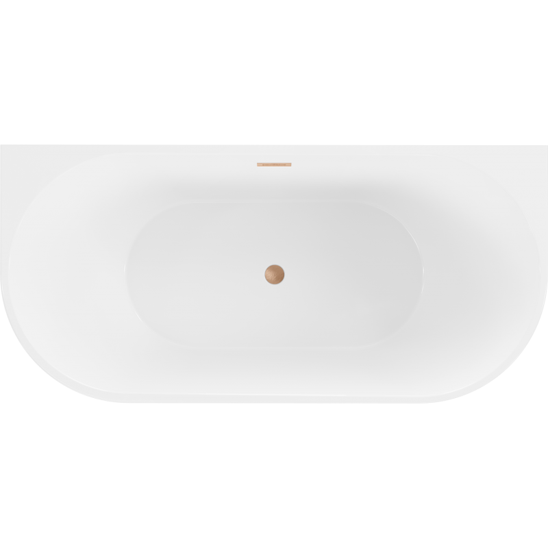 Mexen Oval wanna wolnostojąca przyścienna 180 x 80 cm, biała, przelew miedź szczotkowana - 52671808000-65