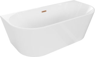 Mexen Oval wanna wolnostojąca przyścienna 180 x 80 cm, biała, przelew miedź szczotkowana - 52671808000-65