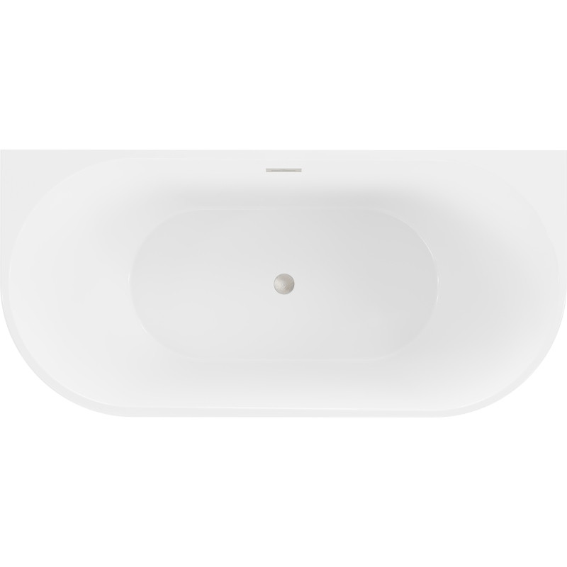 Mexen Oval wanna wolnostojąca przyścienna 180 x 80 cm, biała, przelew nikiel szczotkowany - 52671808000-97