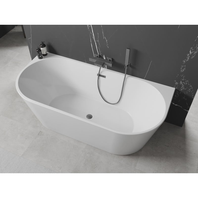 Mexen Oval wanna wolnostojąca przyścienna 170 x 80 cm, biała, przelew gun metal - 52671708000-95