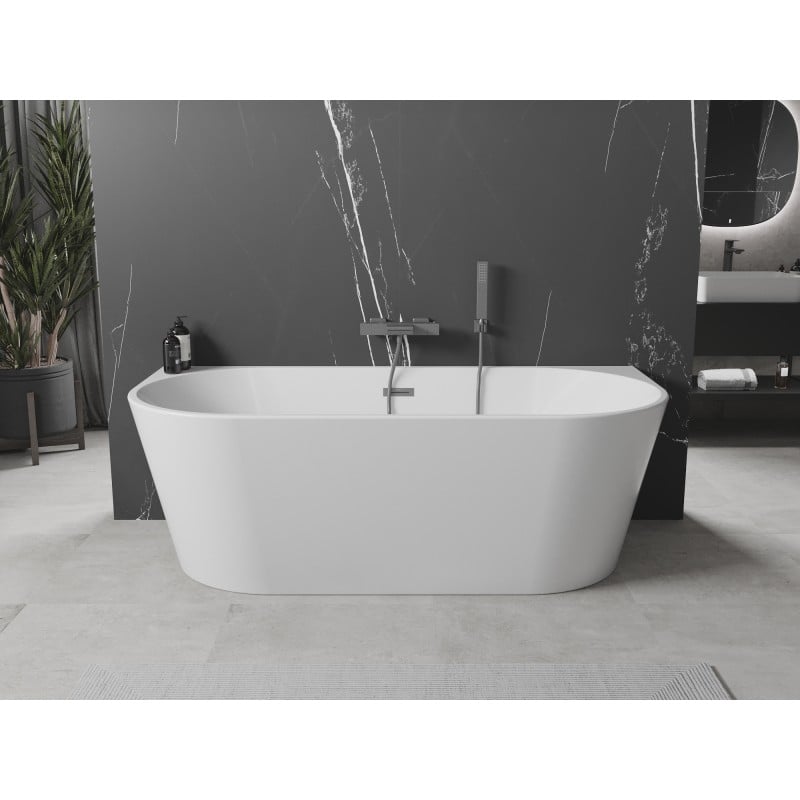 Mexen Oval wanna wolnostojąca przyścienna 170 x 80 cm, biała, przelew gun metal - 52671708000-95