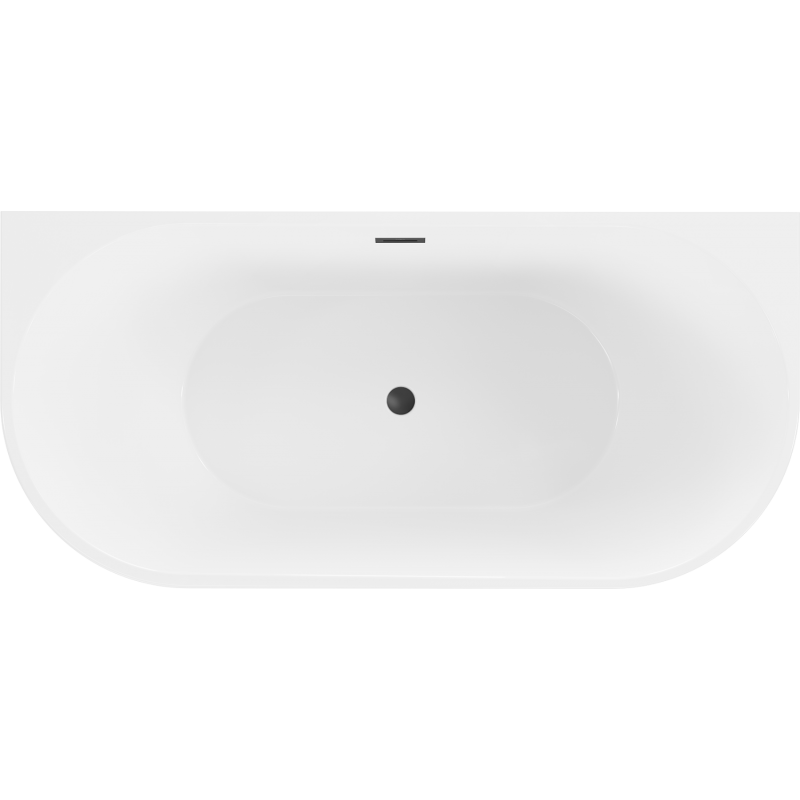 Mexen Oval wanna wolnostojąca przyścienna 180 x 80 cm, biała, przelew czarny - 52671808000-70