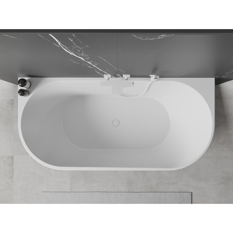 Mexen Oval wanna wolnostojąca przyścienna 140 x 75 cm, biała/czarna, przelew biały - 52671407575-20