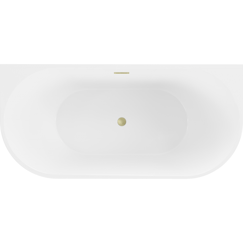 Mexen Oval wanna wolnostojąca przyścienna 140 x 75 cm, biała/czarna, przelew złoty szczotkowany - 52671407575-55