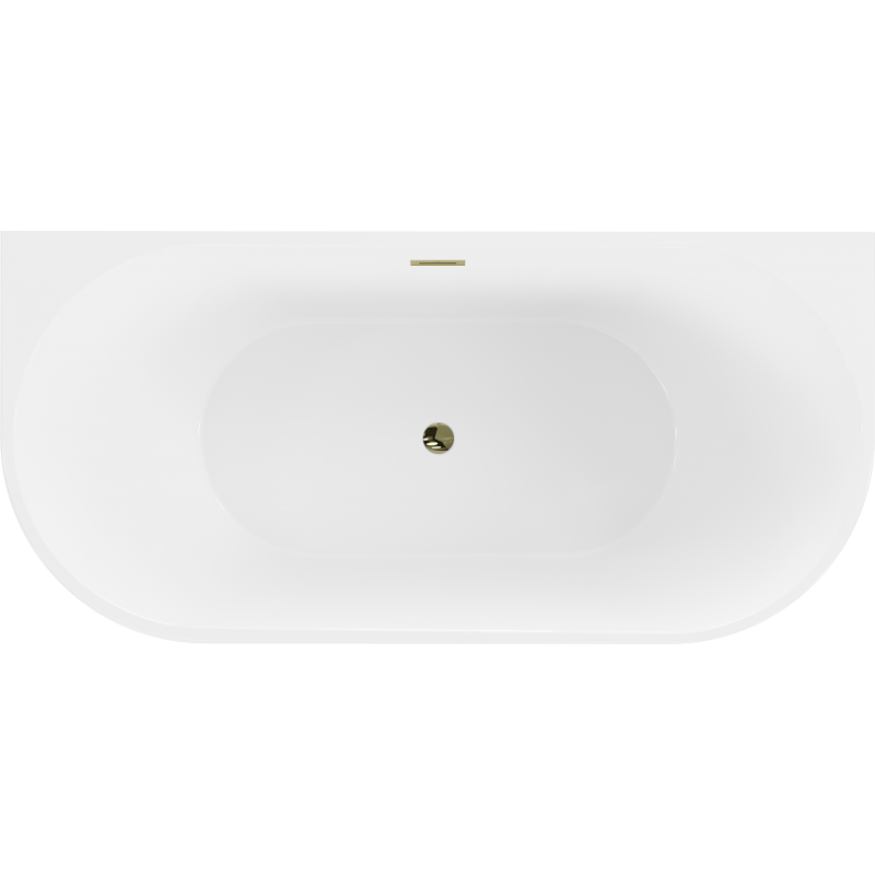 Mexen Oval wanna wolnostojąca przyścienna 140 x 75 cm, biała/czarna, przelew złoty - 52671407575-50