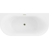 Mexen Oval wanna wolnostojąca przyścienna 140 x 75 cm, biała/czarna, przelew złoty - 52671407575-50