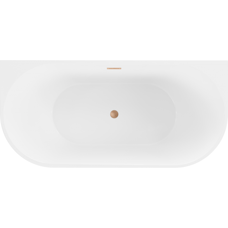 Mexen Oval wanna wolnostojąca przyścienna 150 x 75 cm, biała/czarna, przelew miedź szczotkowana - 52671507575-65