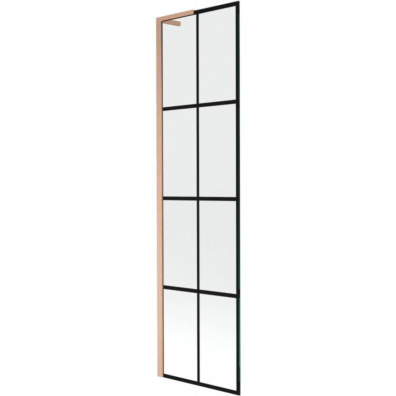 Mexen Next L parawan nawannowy 1-skrzydłowy 50 x 150 cm, czarna kratka,  miedź szczotkowana - 895-050-000-03-77-65