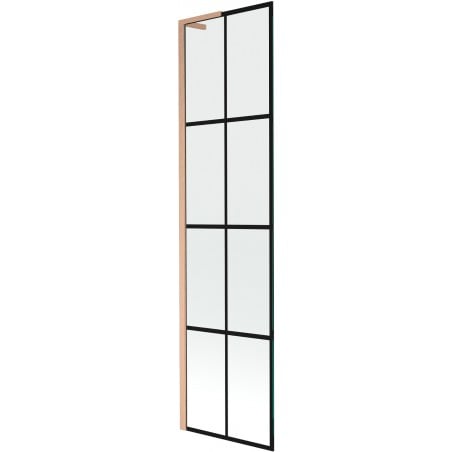 Mexen Next L parawan nawannowy 1-skrzydłowy 50 x 150 cm, czarna kratka,  miedź szczotkowana - 895-050-000-03-77-65
