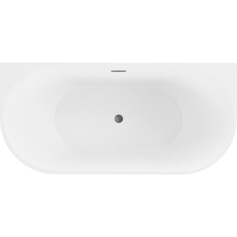Mexen Oval wanna wolnostojąca przyścienna 150 x 75 cm, biała/czarna, przelew gun gray szczotkowany - 52671507575-66