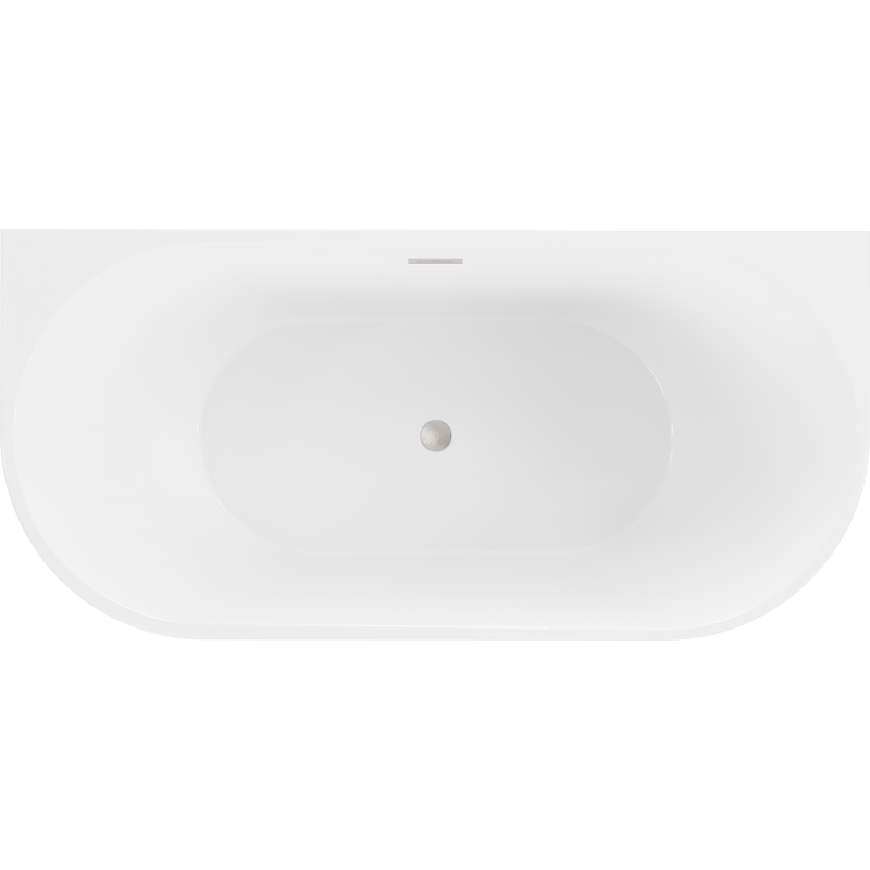 Mexen Oval wanna wolnostojąca przyścienna 140 x 75 cm, biała/czarna, przelew nikiel szczotkowany - 52671407575-97
