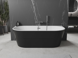 Mexen Oval wanna wolnostojąca przyścienna 140 x 75 cm, biała/czarna, przelew gun metal - 52671407575-95