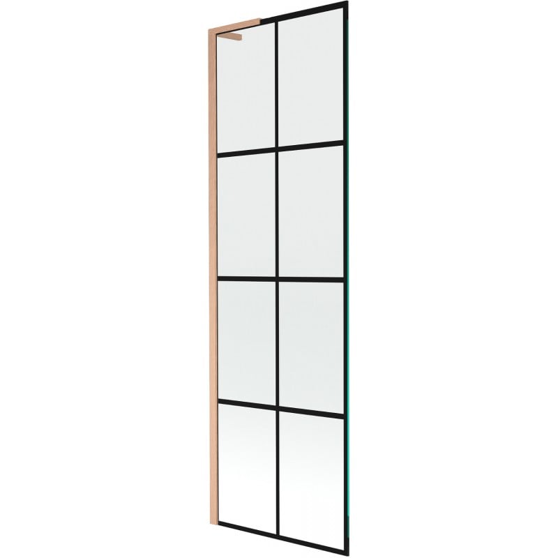 Mexen Next L parawan nawannowy 1-skrzydłowy 60 x 150 cm, czarna kratka,  miedź szczotkowana - 895-060-000-03-77-65
