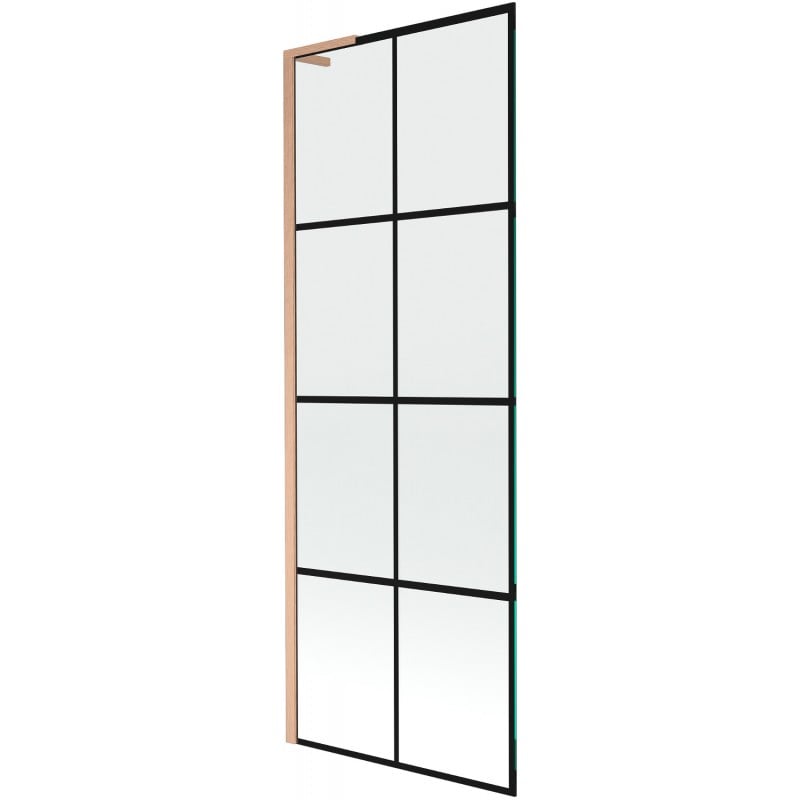 Mexen Next L parawan nawannowy 1-skrzydłowy 70 x 150 cm, czarna kratka,  miedź szczotkowana - 895-070-000-03-77-65