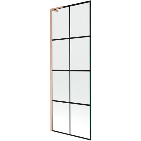 Mexen Next L parawan nawannowy 1-skrzydłowy 70 x 150 cm, czarna kratka,  miedź szczotkowana - 895-070-000-03-77-65