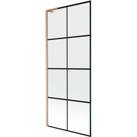 Mexen Next L parawan nawannowy 1-skrzydłowy 80 x 150 cm, czarna kratka,  miedź szczotkowana - 895-080-000-03-77-65