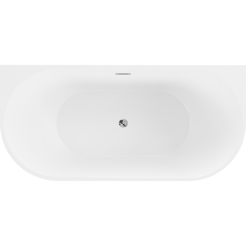 Mexen Oval wanna wolnostojąca przyścienna 160 x 80 cm, biała/czarna, przelew chrom - 52671608075-01