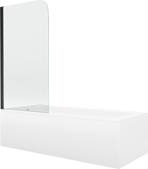 Mexen Vega wanna prostokątna 170 x 70 cm z obudową i parawanem 1-skrzydłowym 70 cm, transparent, czarny - 550117070X9007017000