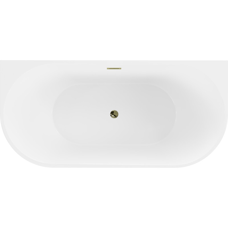 Mexen Oval wanna wolnostojąca przyścienna 170 x 80 cm, biała/czarna, przelew złoty - 52671708075-50