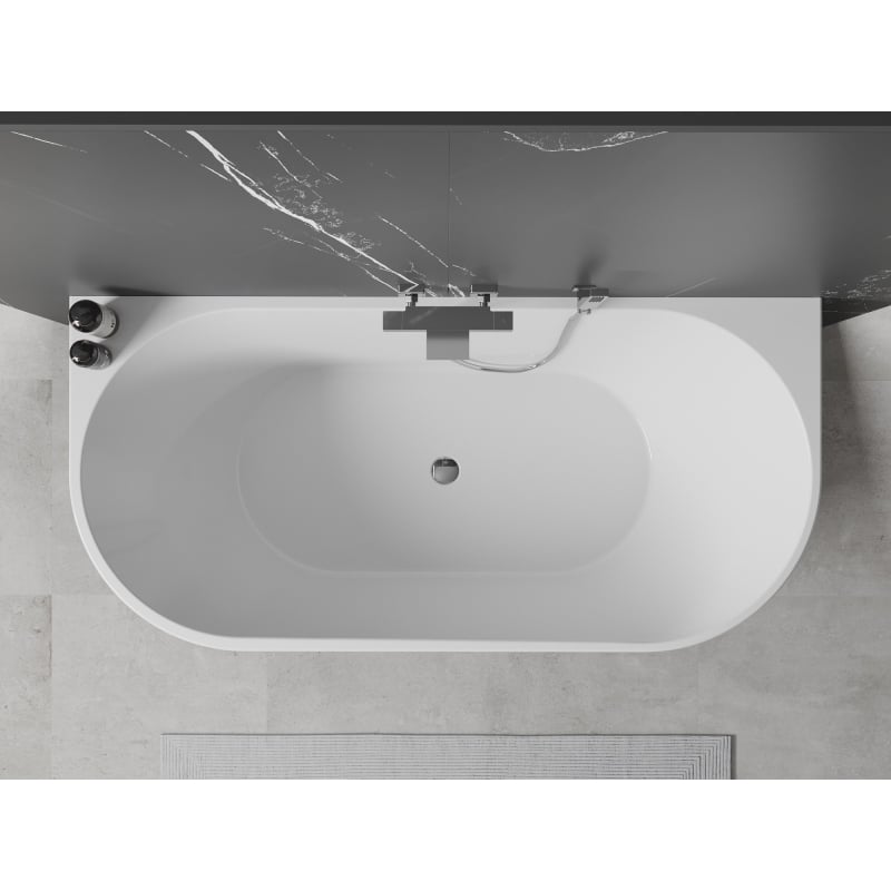 Mexen Oval wanna wolnostojąca przyścienna 170 x 80 cm, biała/czarna, przelew chrom - 52671708075-01