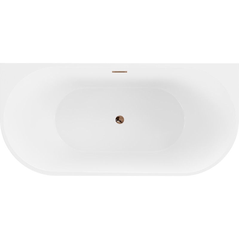 Mexen Oval wanna wolnostojąca przyścienna 160 x 80 cm, biała/czarna, przelew różowe złoto - 52671608075-60
