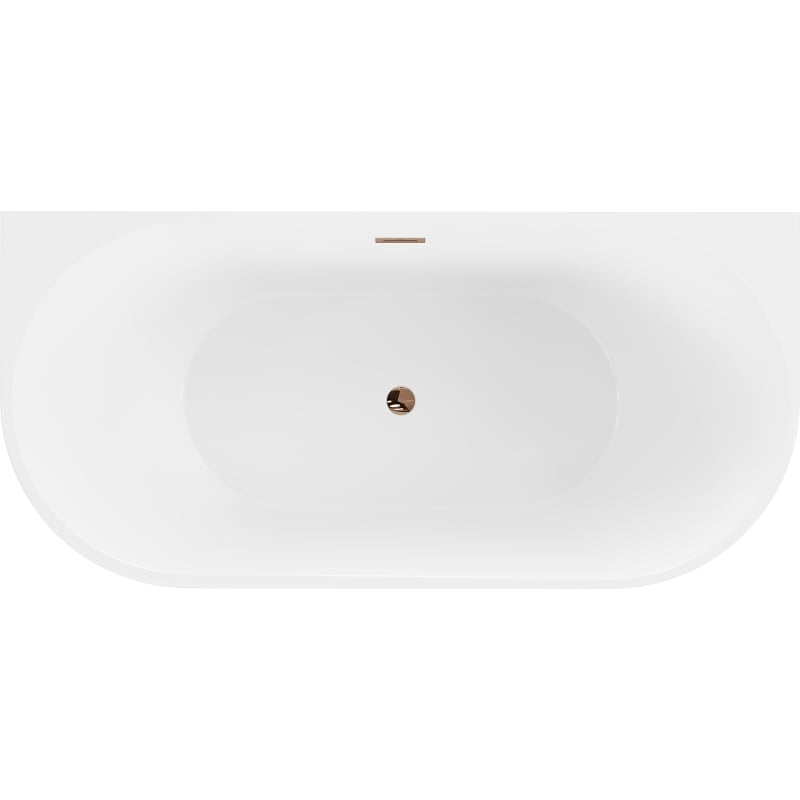 Mexen Oval wanna wolnostojąca przyścienna 170 x 80 cm, biała/czarna, przelew różowe złoto - 52671708075-60