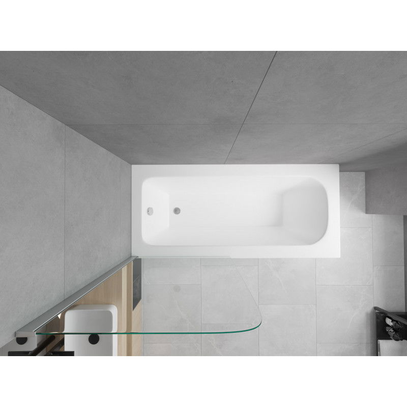 Mexen Vega wanna prostokątna 170 x 70 cm z obudową i parawanem 1-skrzydłowym 75 cm, transparent, chrom - 550117070X9007510100