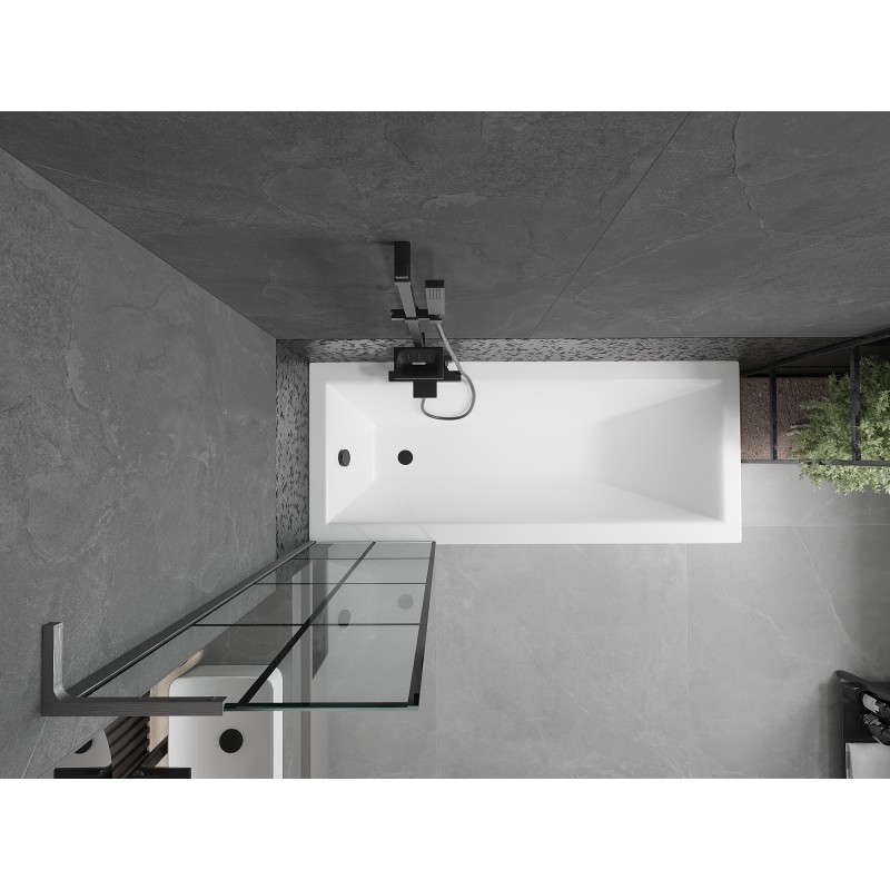 Mexen Next L parawan nawannowy 1-skrzydłowy 50 x 150 cm, czarna kratka,  gun gray szczotkowany - 895-050-000-03-77-66