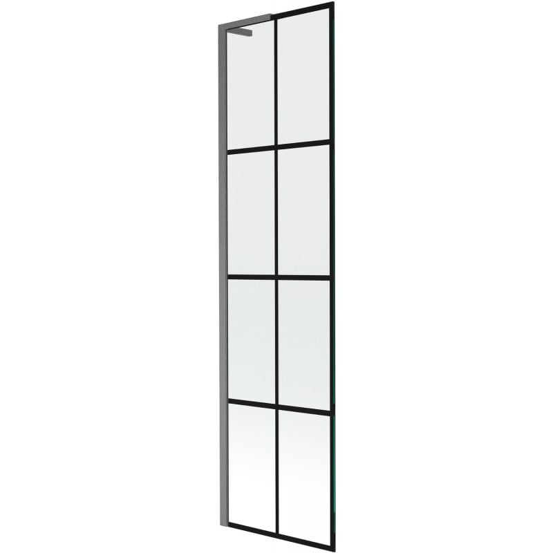 Mexen Next L parawan nawannowy 1-skrzydłowy 50 x 150 cm, czarna kratka,  gun gray szczotkowany - 895-050-000-03-77-66