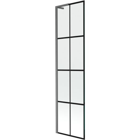 Mexen Next L parawan nawannowy 1-skrzydłowy 50 x 150 cm, czarna kratka,  gun gray szczotkowany - 895-050-000-03-77-66