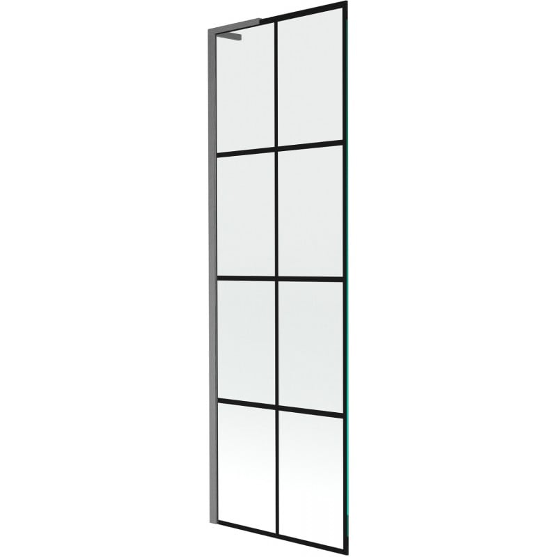 Mexen Next L parawan nawannowy 1-skrzydłowy 60 x 150 cm, czarna kratka,  gun gray szczotkowany - 895-060-000-03-77-66