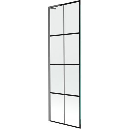 Mexen Next L parawan nawannowy 1-skrzydłowy 60 x 150 cm, czarna kratka,  gun gray szczotkowany - 895-060-000-03-77-66