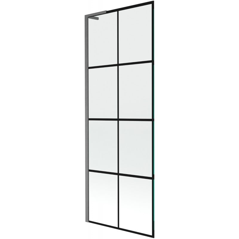Mexen Next L parawan nawannowy 1-skrzydłowy 70 x 150 cm, czarna kratka,  gun gray szczotkowany - 895-070-000-03-77-66
