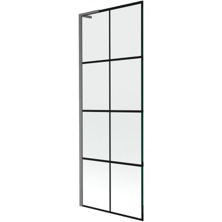 Mexen Next L parawan nawannowy 1-skrzydłowy 70 x 150 cm, czarna kratka,  gun gray szczotkowany - 895-070-000-03-77-66