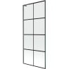 Mexen Next L parawan nawannowy 1-skrzydłowy 80 x 150 cm, czarna kratka,  gun gray szczotkowany - 895-080-000-03-77-66
