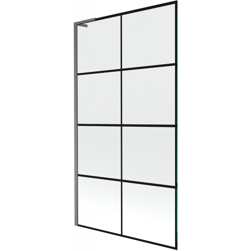 Mexen Next L parawan nawannowy 1-skrzydłowy 100 x 150 cm, czarna kratka,  gun gray szczotkowany - 895-100-000-03-77-66