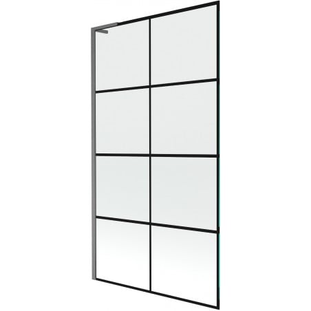Mexen Next L parawan nawannowy 1-skrzydłowy 100 x 150 cm, czarna kratka,  gun gray szczotkowany - 895-100-000-03-77-66